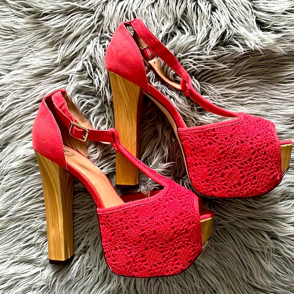 Shoedazzle Jessy Coral Platforms Size 8 - Picture 4 of 4